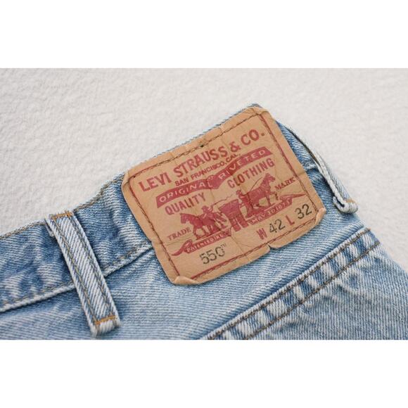 Levi's 550 Relaxed Fit Straight Blue Denim Jeans Rugged Mens Sz 40 x 31(Altered) - Picture 1 of 16